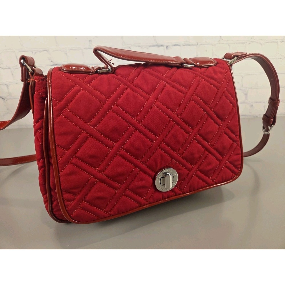 Vera Bradley Tango Red quilted microfiber turn-lock crossbody bag 8x12